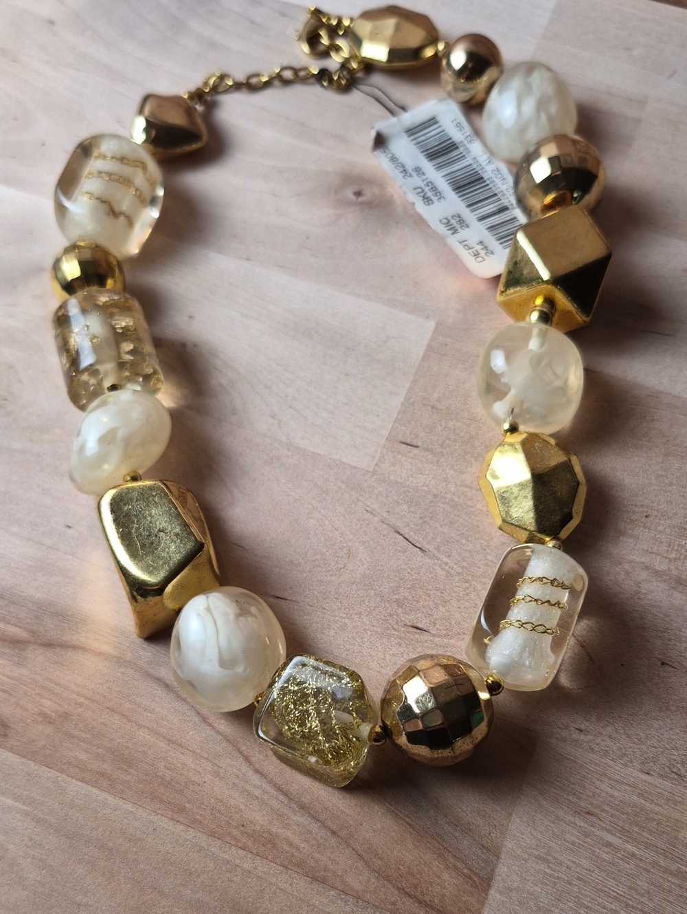 2 For 12$ 💥💥Gold and Cream Beaded Statement Necklace - Women's Fashion Jewelry